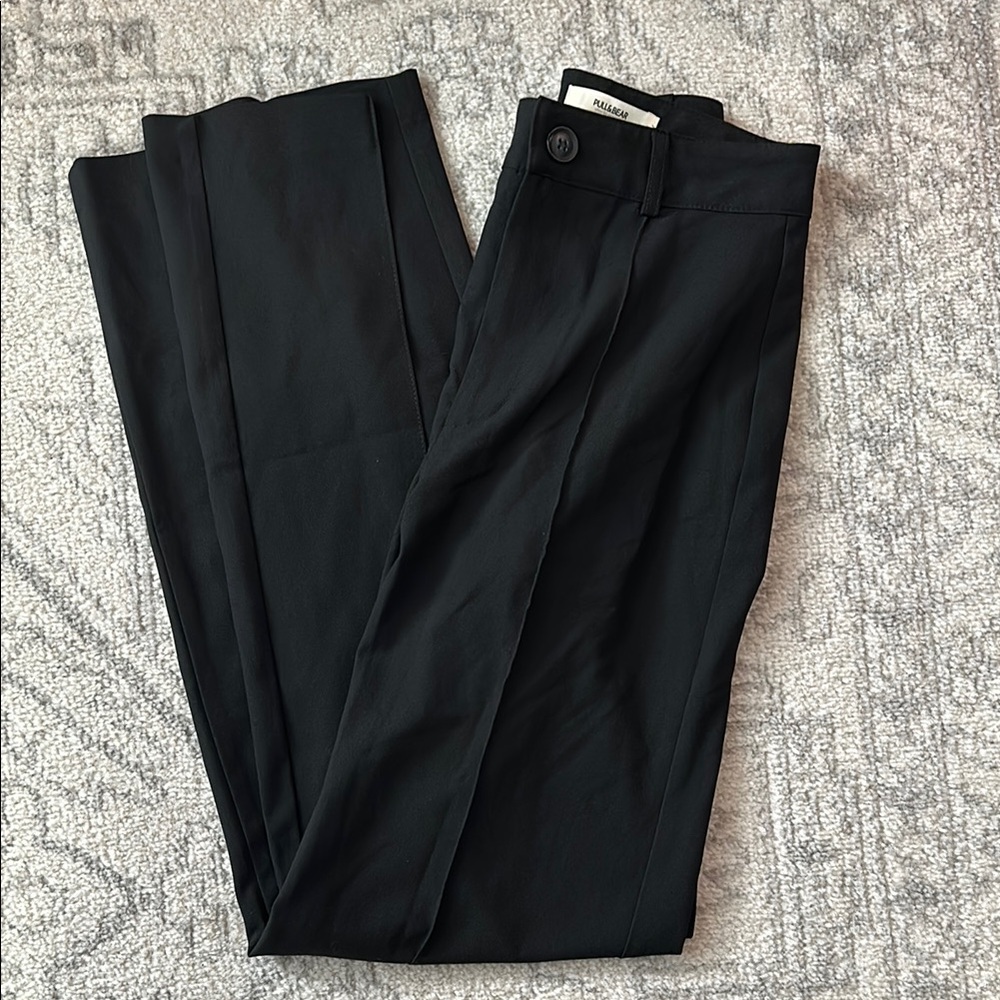 ASOS Pull & Bear High Waist Tailored Straight Leg Pants With Front and Back Seam